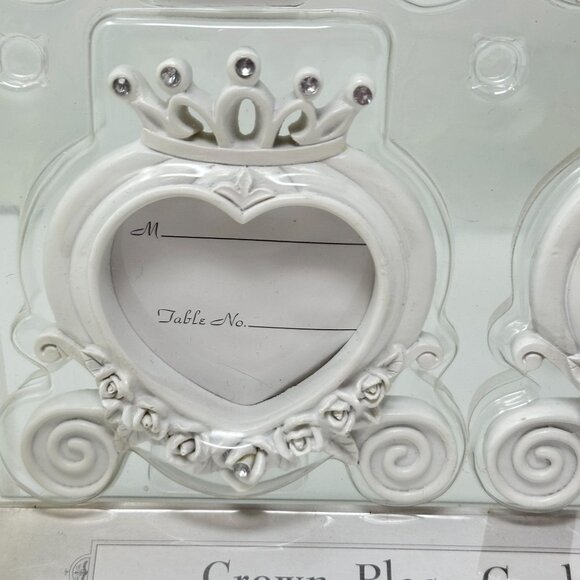 Crown Place Card Holders Heart Design Set Of 4 White Wedding Elegant Tea Party - Picture 13 of 14